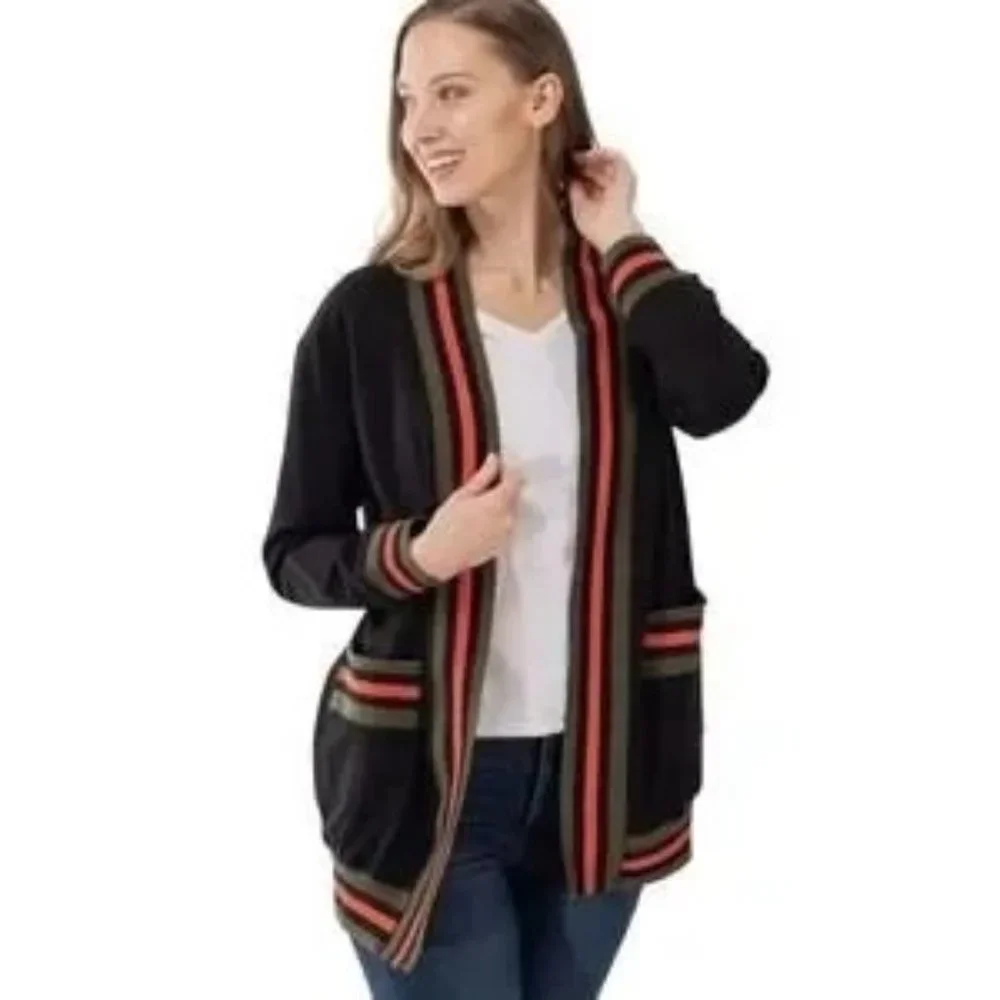 Haute Shore Black Cody Open Front Double Pocket Cardigan, Sz O/S, NWOT - Picture 2 of 8